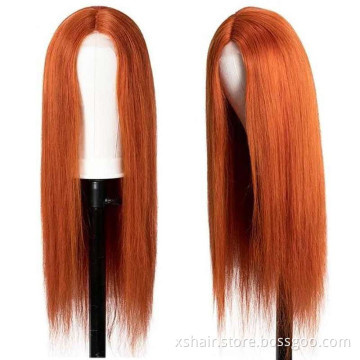 Factory direct ginger pink cheap 100% human hair vendors 360 frontal 40 inch human hair 13x6 lace front wig